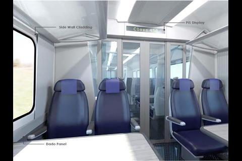 Impression of refurbished South Western Railway Class 450 first class.